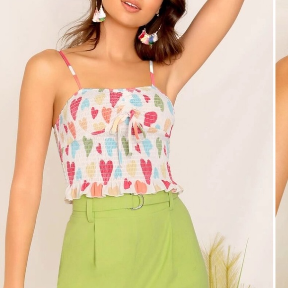 SHEIN Tops - SALE! Shein heart printed cropped cami top